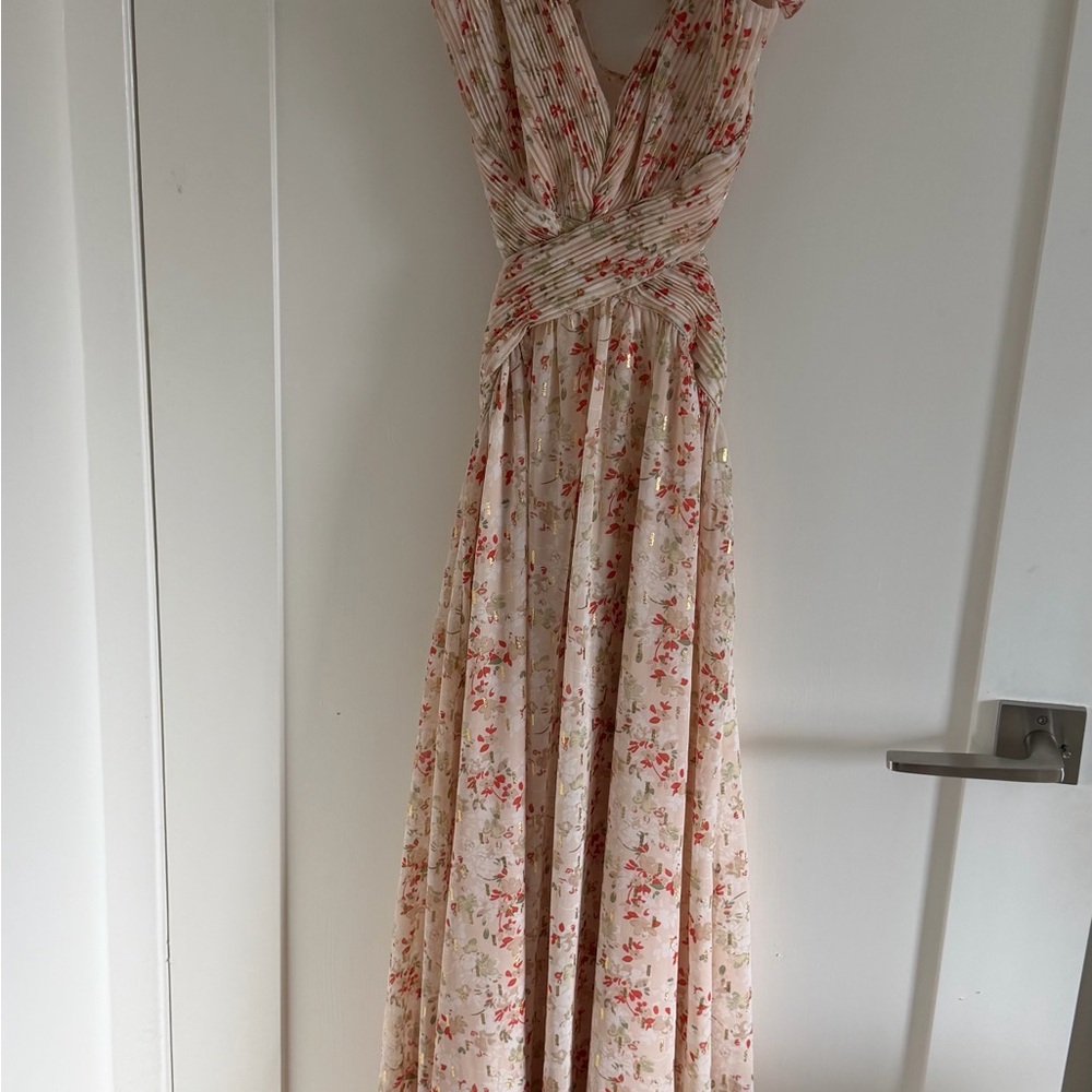 Fate Cream and Pink Floral Maxi Dress